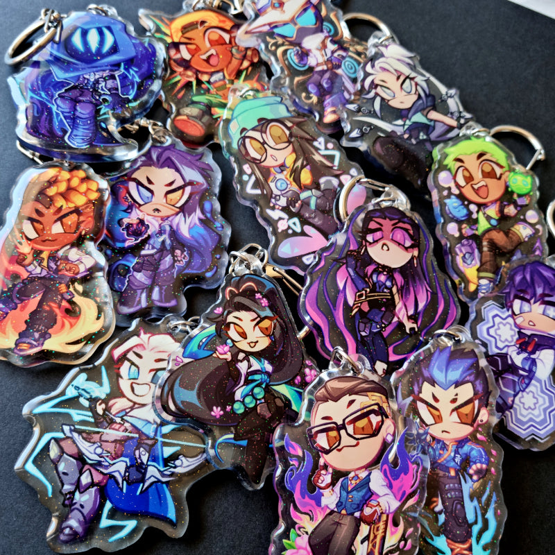Valorant Glitter Epoxy 2.5 inch Acrylic Keychains