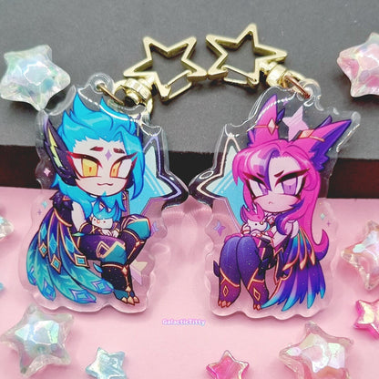Corrupt and Redeemed Star Guardian Xayah and Rakan | Double sided League of Legends Acrylic Keychains