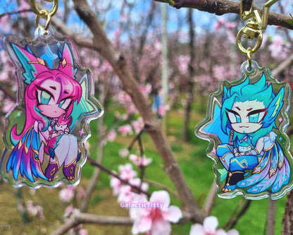 Corrupt and Redeemed Star Guardian Xayah and Rakan | Double sided League of Legends Acrylic Keychains