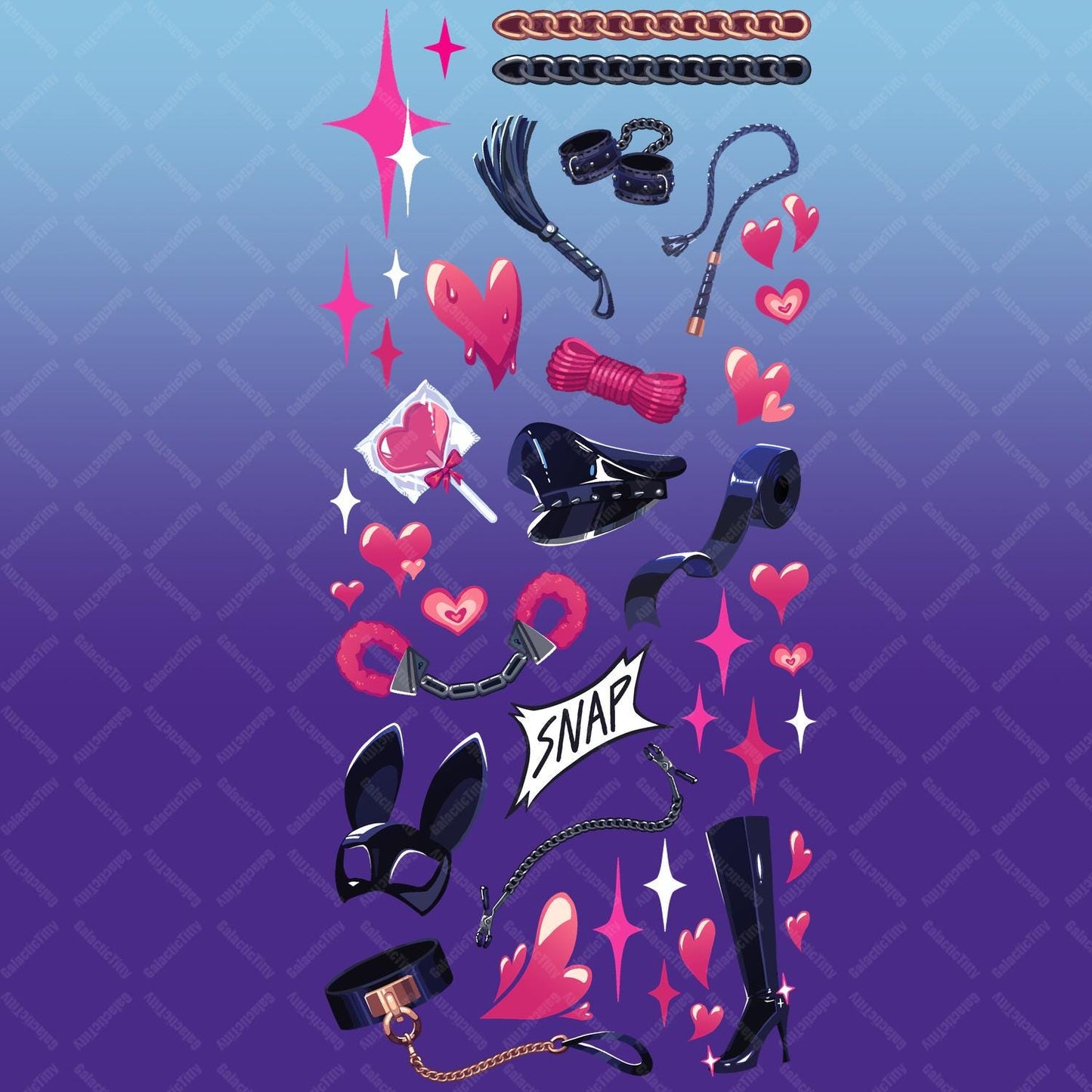 BDSM Deco Sticker Sheet - Lewd Suggestive Top Loader Stickers