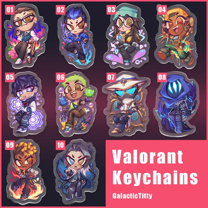 Valorant Glitter Epoxy 2.5 inch Acrylic Keychains